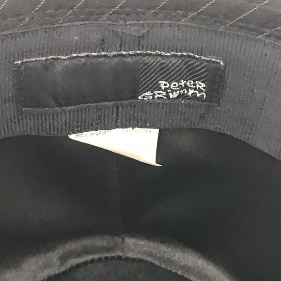 Peter Grimm Black Pin Stripe Fedora Hat Men's size S/M Lined Hat Band Rabbit Pin - Picture 6 of 11